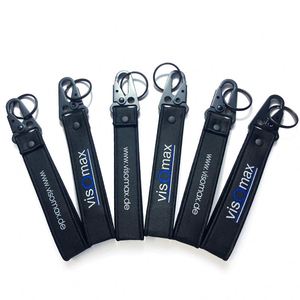 Manufacturers Personalised Keyrings Cheap <b>Custom</b> Jet Fabric <b>Key</b> Tag Embroidery Carabiner Keychain - Product Image 3