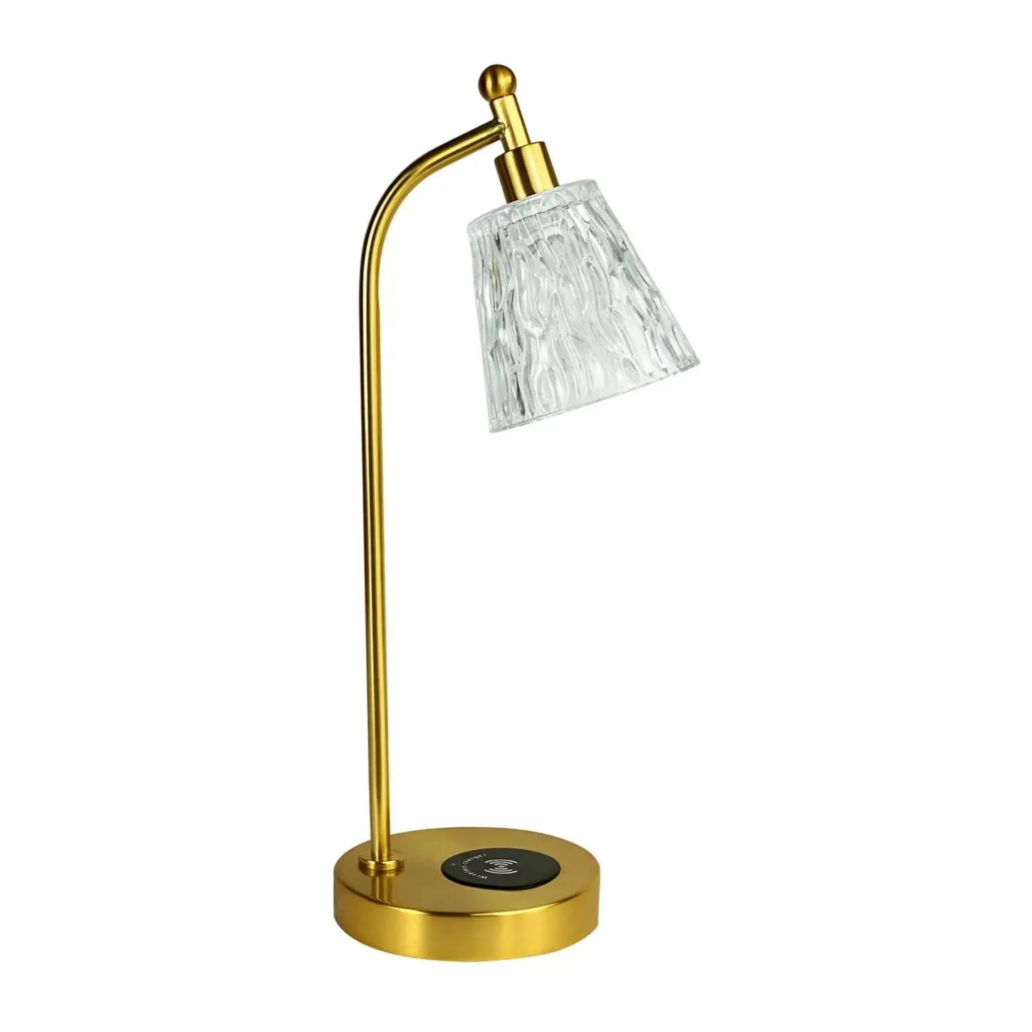 Vintage Bedside Lamp With Glass Shade Touch Control Dimmable Table Lamp With Wireless Charging