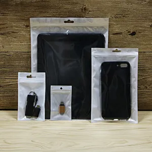 Kunden spezifische weiße Plastik verpackungs beutel für Telefon kasten verpackungs tasche Reiß verschluss verpackung Druckverschluss-Kleidungs tasche