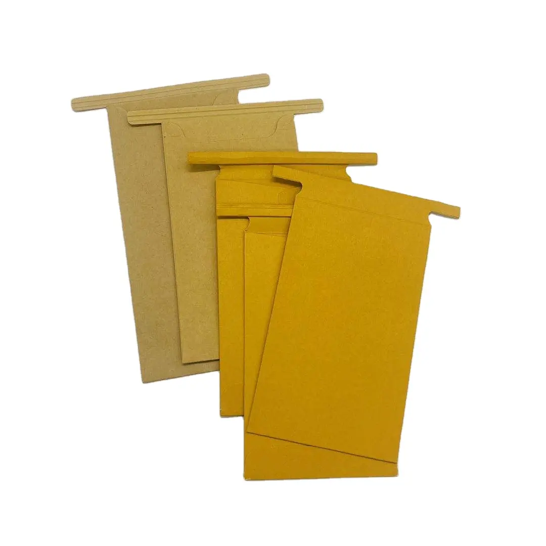 Custom logo light brown texture kraft eco-friendly natural A4 A5 documents powder packaging envelope with tin twist tie