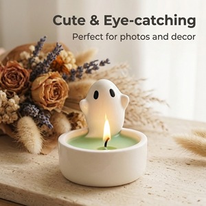 Ceramic Ghost <b>Candle</b> <b>Holder</b> Nordic Cartoon Tea Light Jar Halloween Table Decor Home Decor - Product Image 1