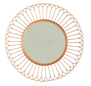 Miroir mural en métal avec cadre en résine moderne à motif soleil, décoration d'intérieur unique, art déco, finition antique dorée - Product Image 6