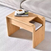 Porte-revues en bois pour canapé Wabi Sabi & armoire latérale de style moderne avec petite table en forme de C