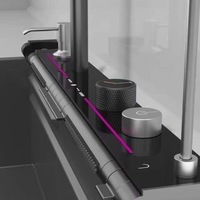 Évier de cuisine moderne en acier inoxydable noir nano, simple bac, avec robinet, fait à la main, à poser sur le comptoir