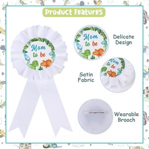 Décorations de fête prénatale sur le thème des dinosaures, écharpe de maternité pastel « Future maman » et « Future <span class=keywords><strong>papa</strong></span> », bouton de maternité, couronne de fleurs, bandeau - Product Image 5