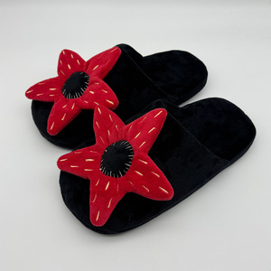 Carnivorous Flower <b>Slippers</b> Black Red Plush Anti-Slip Home <b>Slippers</b> Adult Standard Thickness - Product Image 1