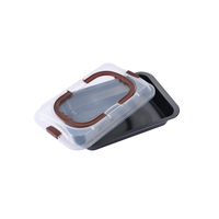 Moule à gâteau rectangulaire en acier au carbone antiadhésif avec couvercle de rangement transparent, compatible lave-vaisselle, durable pour la cuisson de gâteaux et de brownies