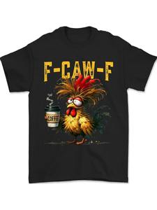 T-shirt graphique humoristique Coffee Rooster pour hommes, haut décontracté noir à manches <span class=keywords><strong>courtes</strong></span> - Product Image 1