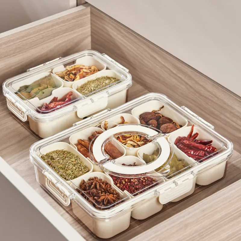 Gıda sınıfı ev mutfak malzemeleri saklama kutusu dondurulmuş koruma kutusu bölünmüş formatı baharat saklama kutusu