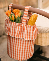 Panier de rangement suspendu pour poussette à motifs, sac de rangement pour couches, organisateur de poussette à carreaux, organisateur suspendu pour bébé
