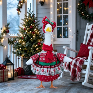 Disfraz de Ganso Navideño para Porche, con Patrón de Copos de Nieve, para Estatuas de 23 Pulgadas, Decoración Festiva Navideña para Jardín - Product Image 6