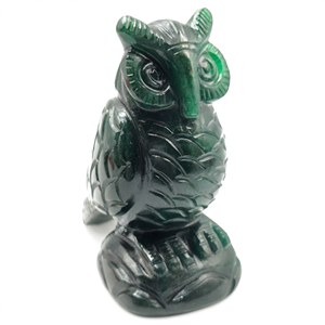 Sculpture d'hibou sculptée à la main dans une pierre d'aventurine vert foncé naturel - reiki/chakra/énergie curative/cristal - 4 pouces et 440 g (0,97 lb) - Product Image 2