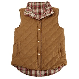 2020 YIWU Factory Plaid Femmes Gilet matelassé réversible surdimensionné en Stock - Product Image 2