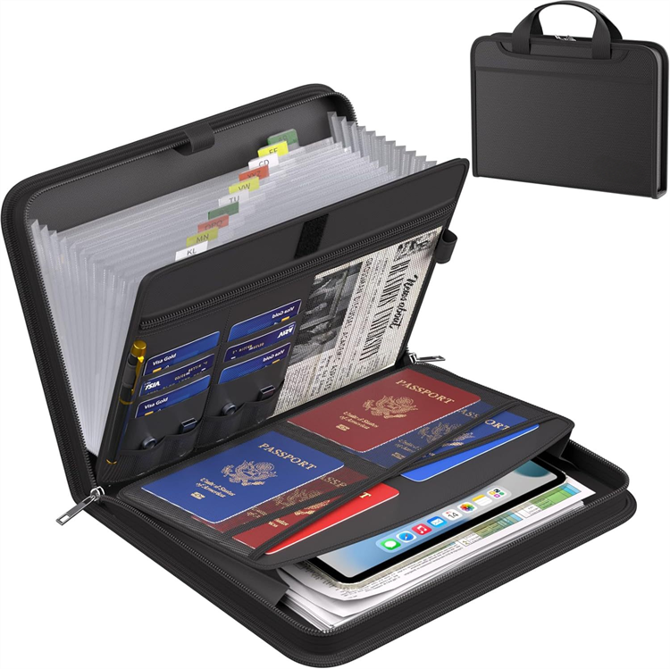 Custom File Organizer with 13 Fireproof Pockets Expanding File Folder for Home Office Double Compartment Document File Lock