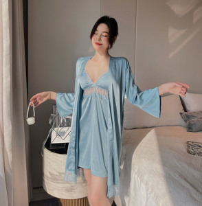 Đồ ngủ nữ mới về, bộ 2 món, đồ ngủ gợi cảm nữ, váy ngủ, áo choàng ngủ giả lụa, đồ ngủ quyến rũ nóng bỏng - Product Image 5