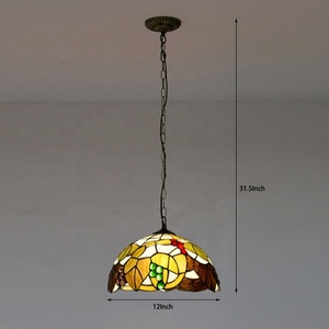 Lámpara Colgante de Vitral Tiffany con Diseño de Hojas Caídas LongHuiJing, Lámparas Tiffany - Product Image 3