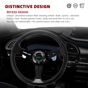 Auto <strong>Modification</strong> 350mm Universal PU Carbon Fiber Pattern Water Transfer Printing Deep Wheel Retro Modified <strong>Steering</strong> Wheel - Product Image 2