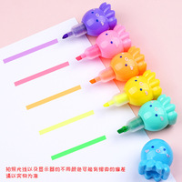 Ensemble de stylos surligneurs en forme de pieuvre kawaii, 5 couleurs, mini marqueur fluorescent, pointe oblique, peinture pour enfants