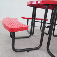 Offre spéciale Mobilier urbain Table ronde d'extérieur en fonte rouge Tables et chaises de restaurant rondes Ensemble de tables de pique-nique pour patio et jardin