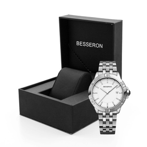 Custom Logo Stainless Steel Leather Strap Fashion <b>Quartz</b> Wristwatch for <b>Men</b> 40mm Trendy 10ATM Waterproof - Product Image 2