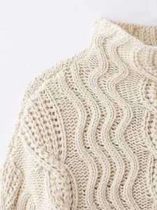 <span class=keywords><strong>Pull</strong></span> à <span class=keywords><strong>col</strong></span> <span class=keywords><strong>roulé</strong></span> torsadé blanc riz, mode coréenne, tendance, pour femmes européennes et américaines, explosion de la mode d'hiver - Product Image 3