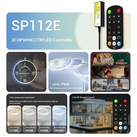 Contrôleur LED PWM à double température de couleur 2 canaux 2.4G RF avec télécommande, variateur de fréquence élevée et minuterie pour éclairages de scène et accessoires d'éclairage