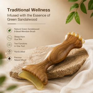 Ergonomic <b>Gua</b> <b>Sha</b> Massage <b>Tool</b> Crafted from Green Sandalwood and Sheep Horn for Neck Shoulder and Meridian Care - Product Image 5