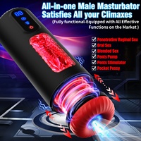 Coupe de masturbation automatique pour hommes, avec aspiration télescopique électrique, vibration et chauffage, jouets sexuels pour hommes