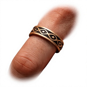 Premium Wholesale Hand Forged Pure Copper Open Cuff <b>Ring</b> <b>Magnetic</b> Health Relief Jewelry Eye Oval Dot Etched Pattern - Product Image 1