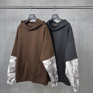 Thời trang dạo phố dài hai lớp tay áo hoodie tùy chỉnh thiết kế cây thật đồ họa Camo Hoodie - Product Image 5