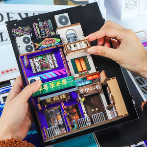 Kit de Bricolaje Cyberpunk para un Mini Rincón de Lectura, Rompecabezas 3D de Madera con Luces LED, Decoración Personalizada para Estantería, Regalo - Product Image 4