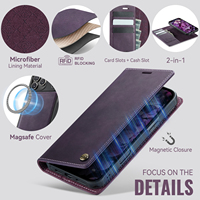 Étui portefeuille RFID en similicuir Denior avec béquille et anneau magnétique intégré compatible avec les séries Apple 17/16/15/14/13