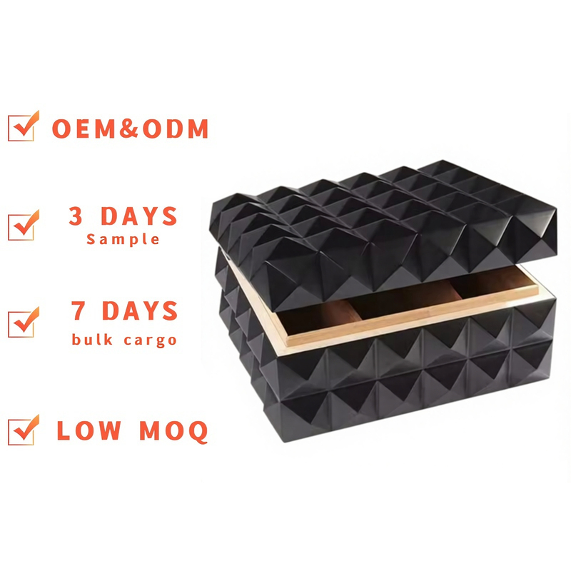 Cedar Wood Black Pyramid Cigar Humidor