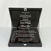Boîte en bois noire pliable personnalisée en gros avec plaque de certificat noire transparente Plaques de récompense MH-MJ0472