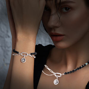 Crystal Necklace <b>Earring</b> Set S925 <b>Silver</b> Black Agate Crystal Necklace Women <b>Men</b> Tiger Crystal Necklace - Product Image 2