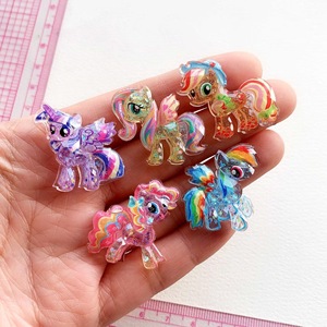 Cute <b>Sweet</b> Fidings Pony Colorful Glitter Resin Charms Cartoon Anime DIY Jewelry Making Supplies Kids Craft Accessories - Product Image 2
