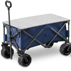 Uni-sessiz 80kgs açık plaj vagon ağır el arabası ile tüm arazi tekerlekler büyük kapasiteli vagon kamp için FW100-I