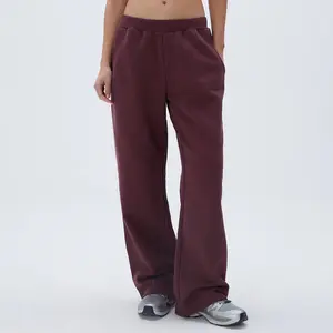 Low Rise Straight Leg Sweatpants Solid Color Pants Comfy Lounge Joggers Baggy Sweatpants For Women