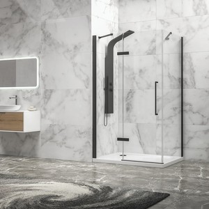 Kamalu KT5000N moderna cabina doccia Frameless 90x70cm porta a battente con lato fisso 70cm vetro temperato nero per camera da letto Hotel - Product Image 2