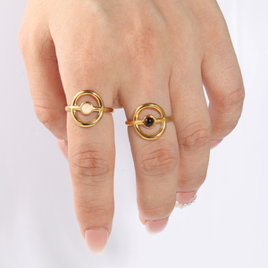 Anillo Abierto de Cristal con Estrella de Piedra Natural, Acero Inoxidable 18k, Amatista, Cuarzo Rosa, Lapislázuli, Balsamita, Arenisca Azul para Mujeres y Hombres - Product Image 6