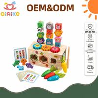 Juguete de Madera Montessori, Cubo de Actividades Multifuncional, Clasificador de Formas, Juego de Cosecha de Zanahorias y Pesca, Juguete Educativo