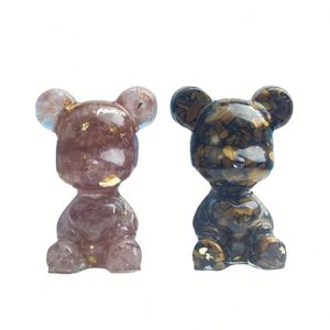Handcrafted Resin Bear Craft with <b>Crystal</b> Inclusions - Home Decor Accent - Product Image 4