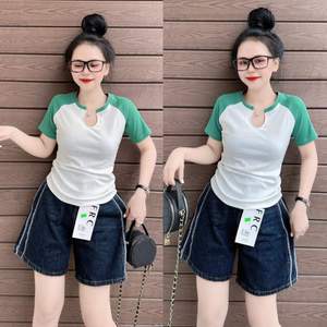 T-shirt à manches courtes pour femmes en coton, facile à porter, achat naturel, emballage personnalisé, fabricant vietnamien - Product Image 3