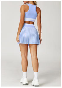 Gonna da Tennis con Logo personalizzato 2025 abito da Golf a contrasto Jupe De Tennis Sexy <span class=keywords><strong>Minirock</strong></span> Gonna Sportiva da donna - Product Image 6