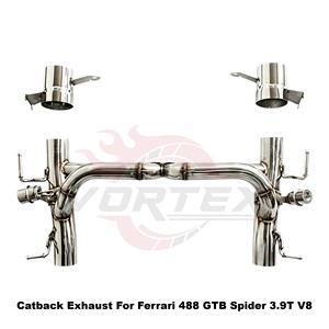 Vortex SS304 Valved Rear Exhaust Muffler System for Ferrari 488 GTB Spider 3.9T V8 Direct Fit Performance Tuning <b>Kits</b> - Product Image 5