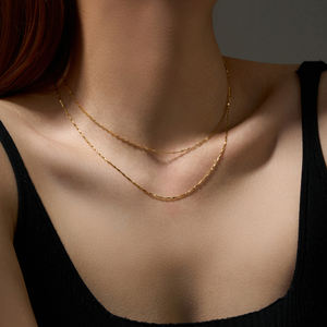 Fuamay Bán Buôn S925 Bạc Cơ Bản Vòng Cổ Chuỗi Mạ Vàng Rhodium Mạ Cơ Bản Thanh Liên Kết Pig Mũi Dưa Hạt Giống Chuỗi - Product Image 6