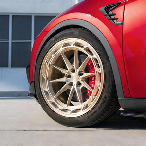 Vente Flash : Jantes forgées en alliage d'aluminium brossé couleur Or Champagne pour <span class=keywords><strong>Tesla</strong></span> <span class=keywords><strong>Model</strong></span> Y 2020, design anneau aérodynamique 17-19 pouces - Product Image 1