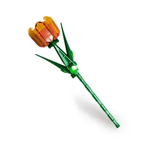 132 Stück DIY Montage Bausteine Blumenmodell Dekoration Kunststoff simulierte Bausteine Tulpe Bausteinspielzeug für Kinder