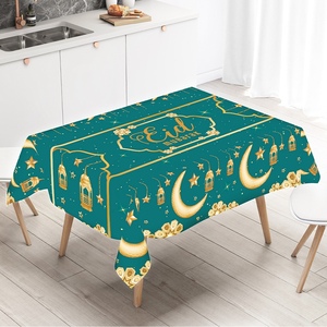 Eid Mubarak tovaglia rettangolare Ramadan decorazioni con <span class=keywords><strong>stella</strong></span> islamica e lanterna della luna Muslim festa copertura del tavolo - Product Image 6