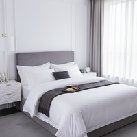 Ensemble de housse de couette en coton 100% 300 fils/cm², écologique, tissé, blanc géométrique de luxe sur mesure pour hôtel, literie douce, housse durable